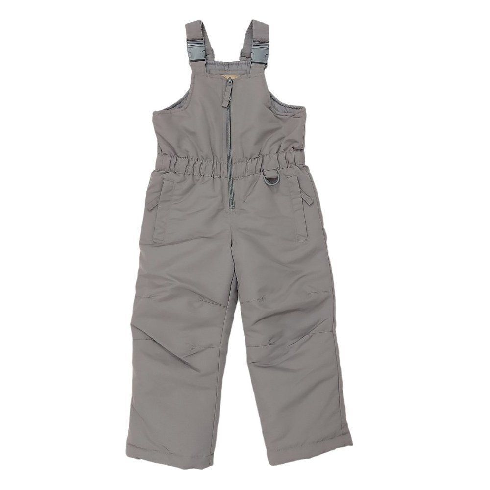 Roebuck & Co. Snow Bibs Boys Small 4 Gray Adjustable Strap Front Zip Insulated